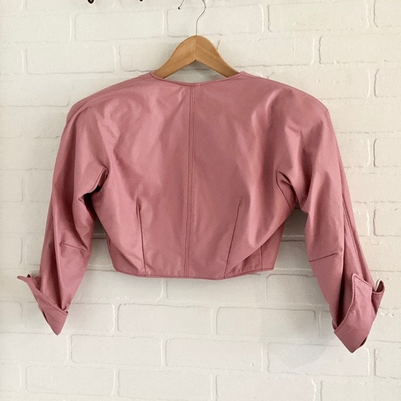 Vintage Y2K Real Leather Jacket The Ranch Crop Lions chain Pink Mobwife 0 - Picture 6 of 8